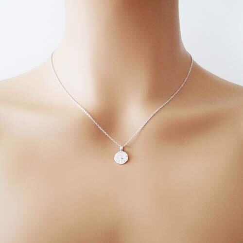 Sterling Silver Small Hammered Disc Necklace