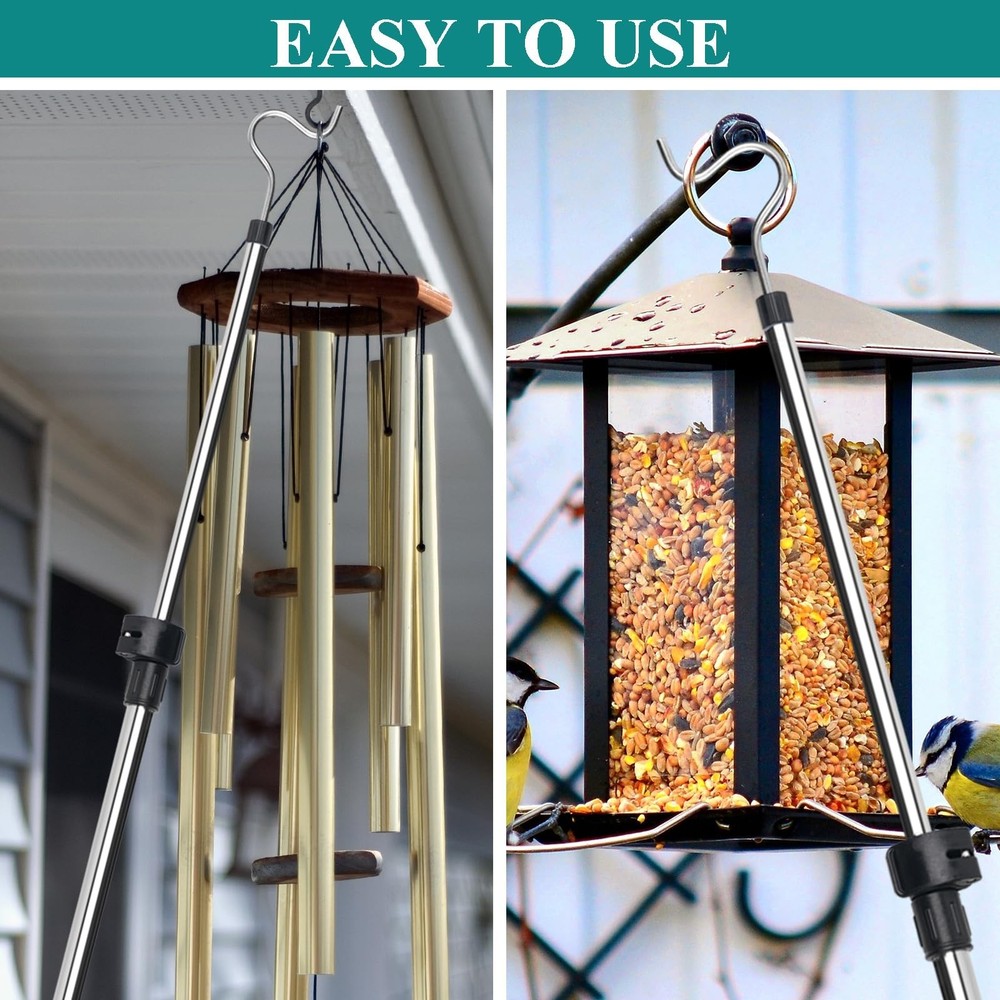 Clothes Hanger Reaching Hook Telescopic Adjustment clothes hook pole Light an...