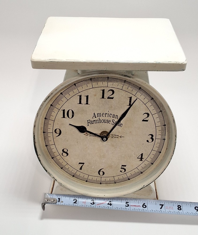 American farmhouse scale / Clock, Rustic White, Tested & Works