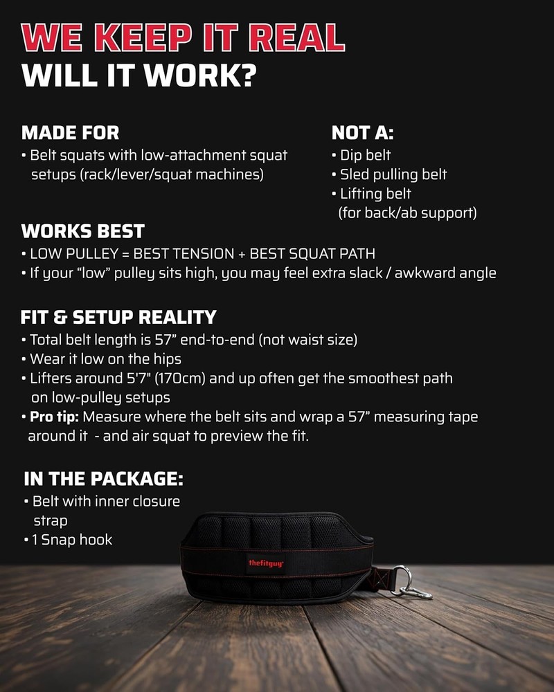 Ultimate Belt for Belt Squats Structured Back Support Padded Hip & Thigh Area