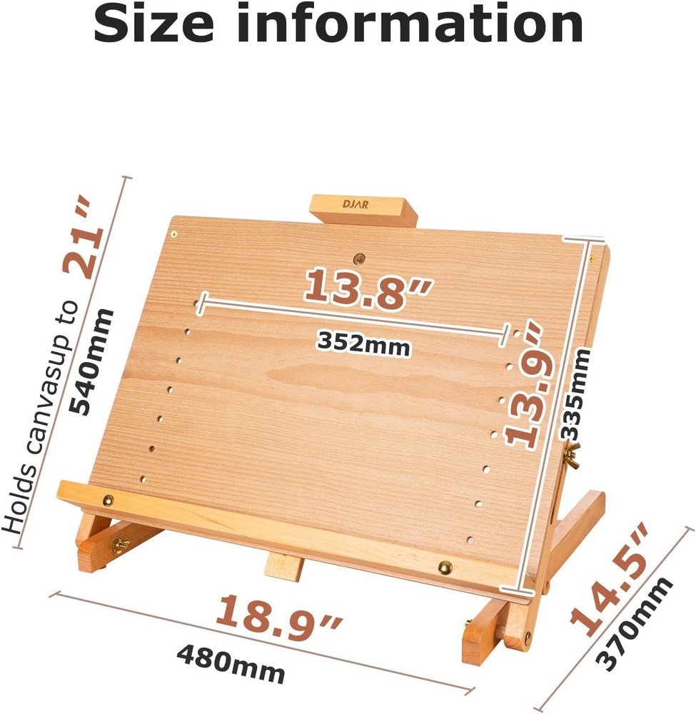 Tabletop Easel Painting Adjustable Solid Beech Wood Table Top Easel Stand