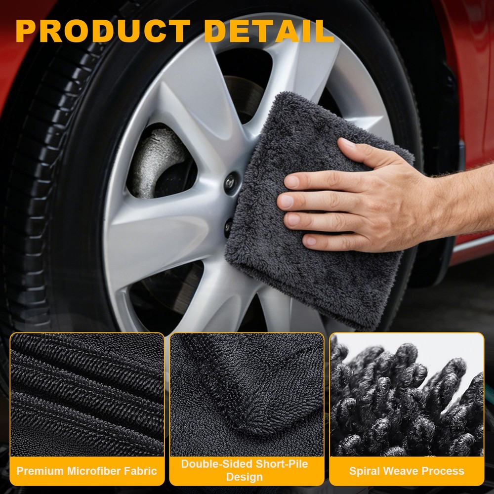 2pcs 16x24" Microfiber Car Towels for Grey