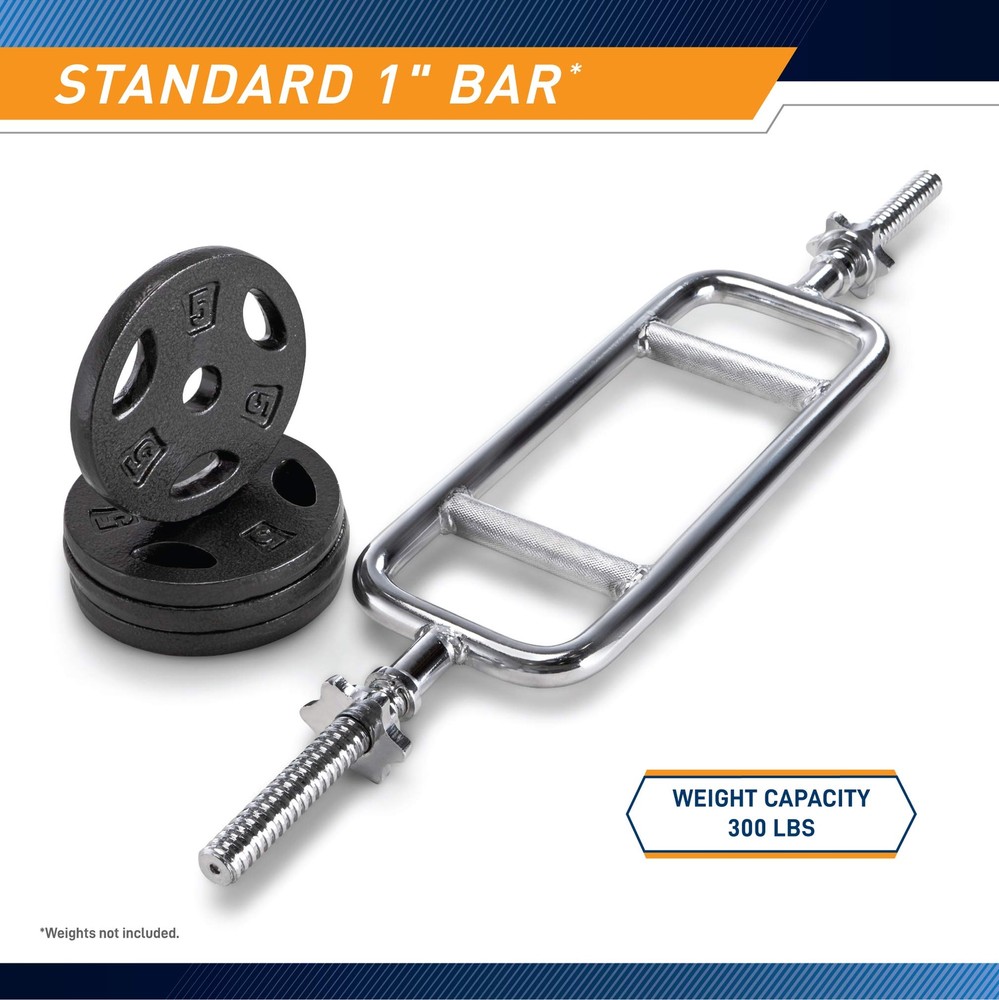 Threaded Solid Chrome Triceps Bar for Weightlifting and Bodybuilding IRBB-34T