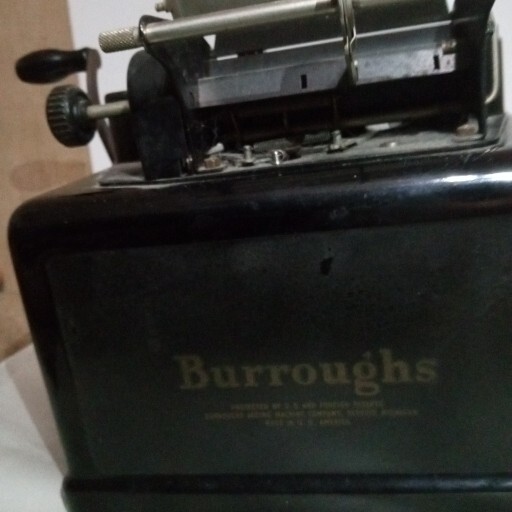Burroughs Portable Adding Machine Hand Crank Antique 8 Column