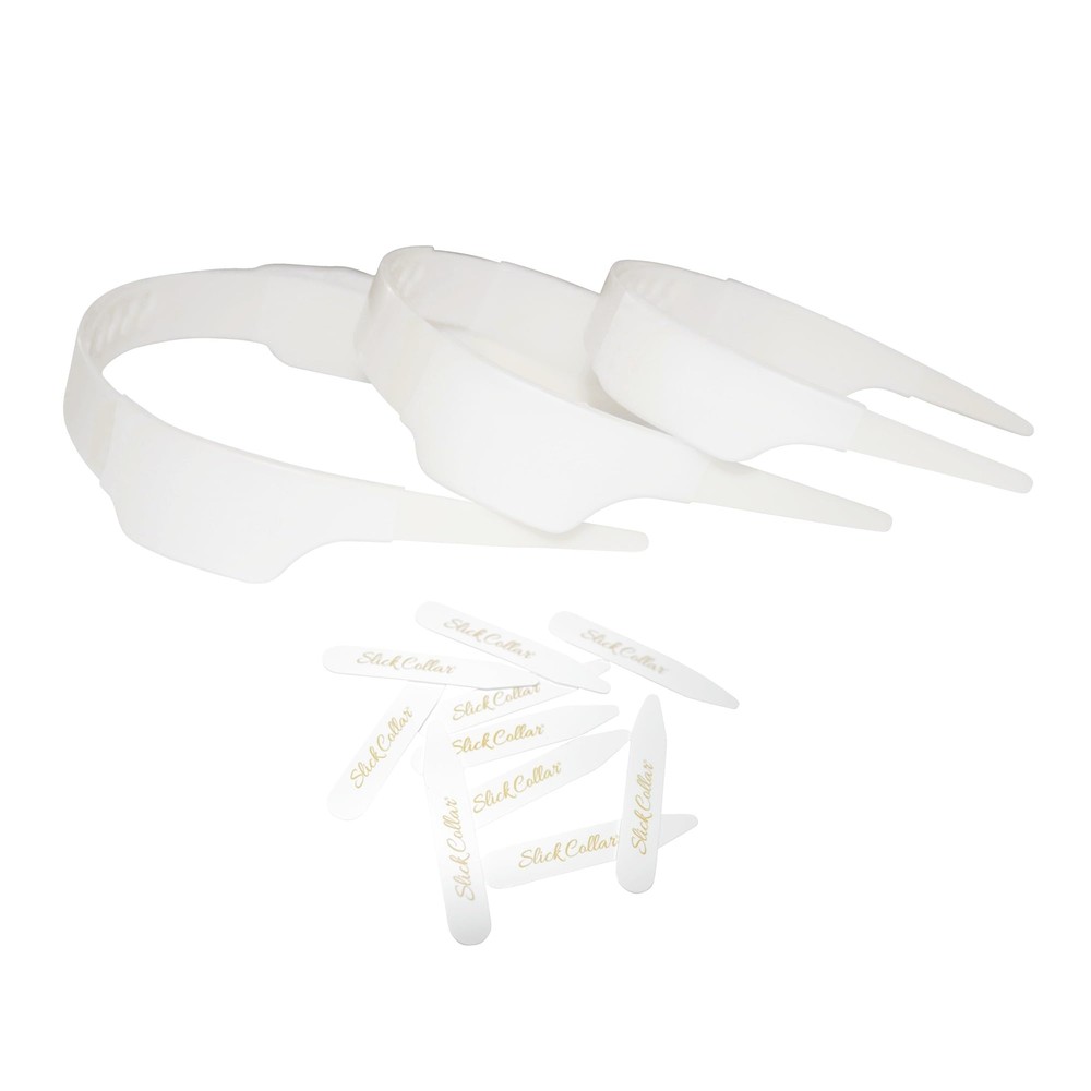Shirt Collar Support System set with 3 adjustable, 10 premium Collar Stays &