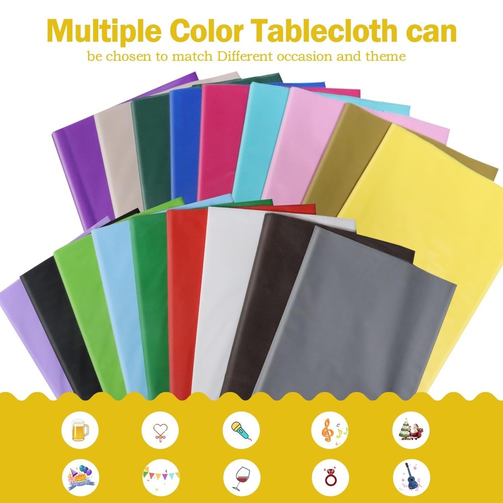 Green 6 Pack Plastic Table Cloth 54" x 108", Disposable Tablecloths Rectangle...