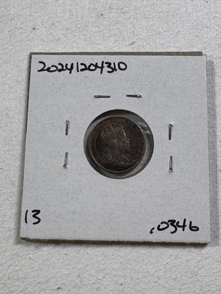 1910 Canada 10 Cents Silver Coin Pointed Leaves