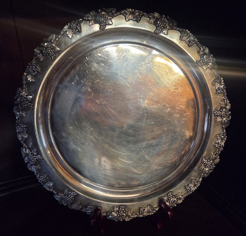Vintage Homan Silverplate Tray With Grapevine Edge