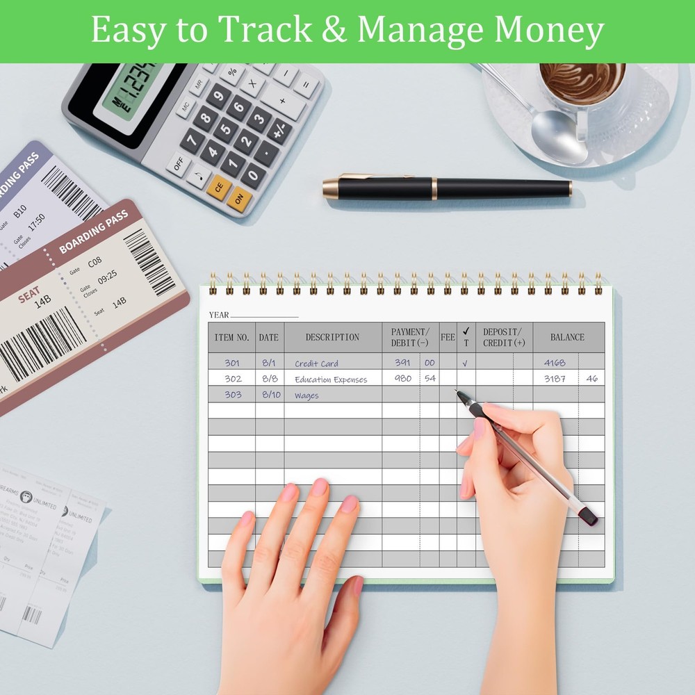 HAUTOCO Check Registers for Personal Checkbook, Transaction Expense Green