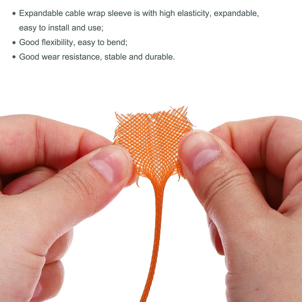 Expandable Sleeving 1/4-inch 100ft Cable Sleeve Orange