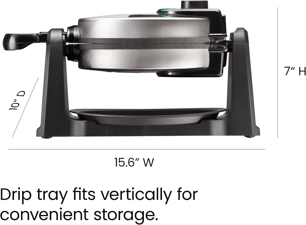 Mess-Free Waffles: 180° Rotating Non-Stick Waffle Iron with Adjustable Timer