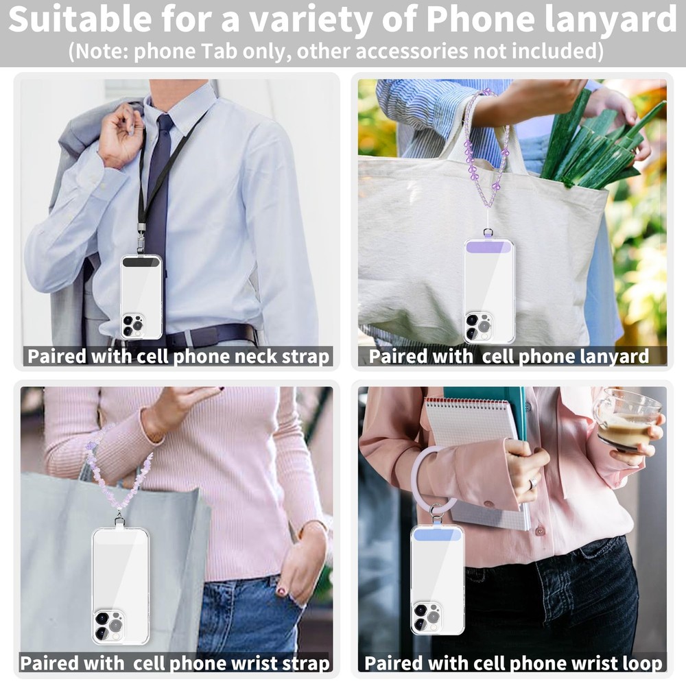 TACOMEGE Phone Tether Tab for iPhone, Cell Lanyard Patch, Middle, White