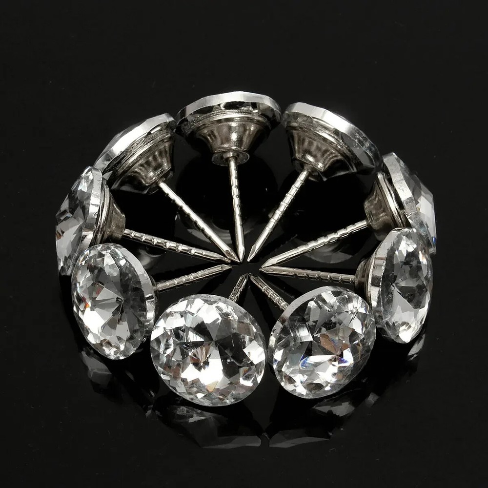 100pcs Diamond Pattern Buttons Crystal Upholstery Nails Button Tacks Studs Pins