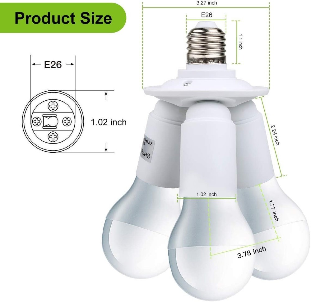8T8 3 in 1 E26 E27 Light Bulb Socket Splitter Adapter, Standard LED Bulb Base...