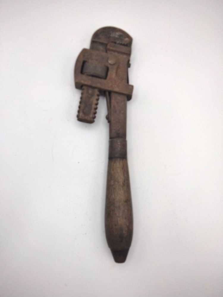 Vintage Adjustable Pipe Wrench Wood Handle