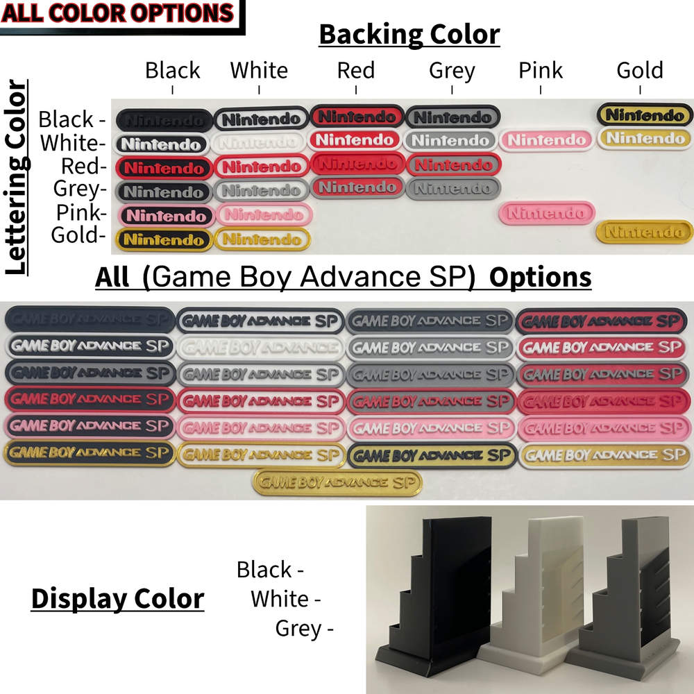 Gameboy Advance SP Display/Stand/Holder - DISPLAY ONLY (Customize Colors)