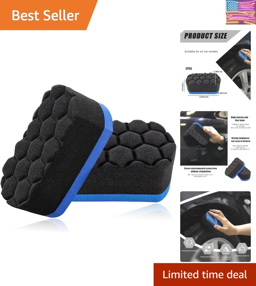 2 PCS , Easy Grip Hex Logic Tire Shine Dressing Applicator Sponge, Universal ...