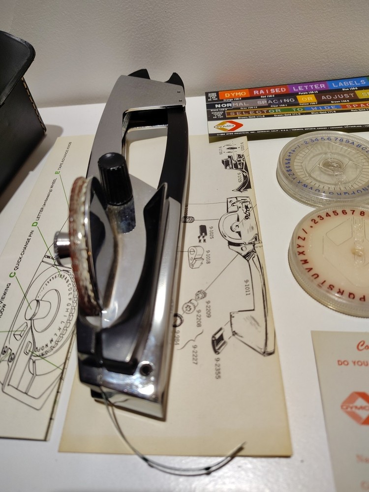 Dymo M-55 Label Maker Vintage Chrome Embosser Tool Set with Original Case