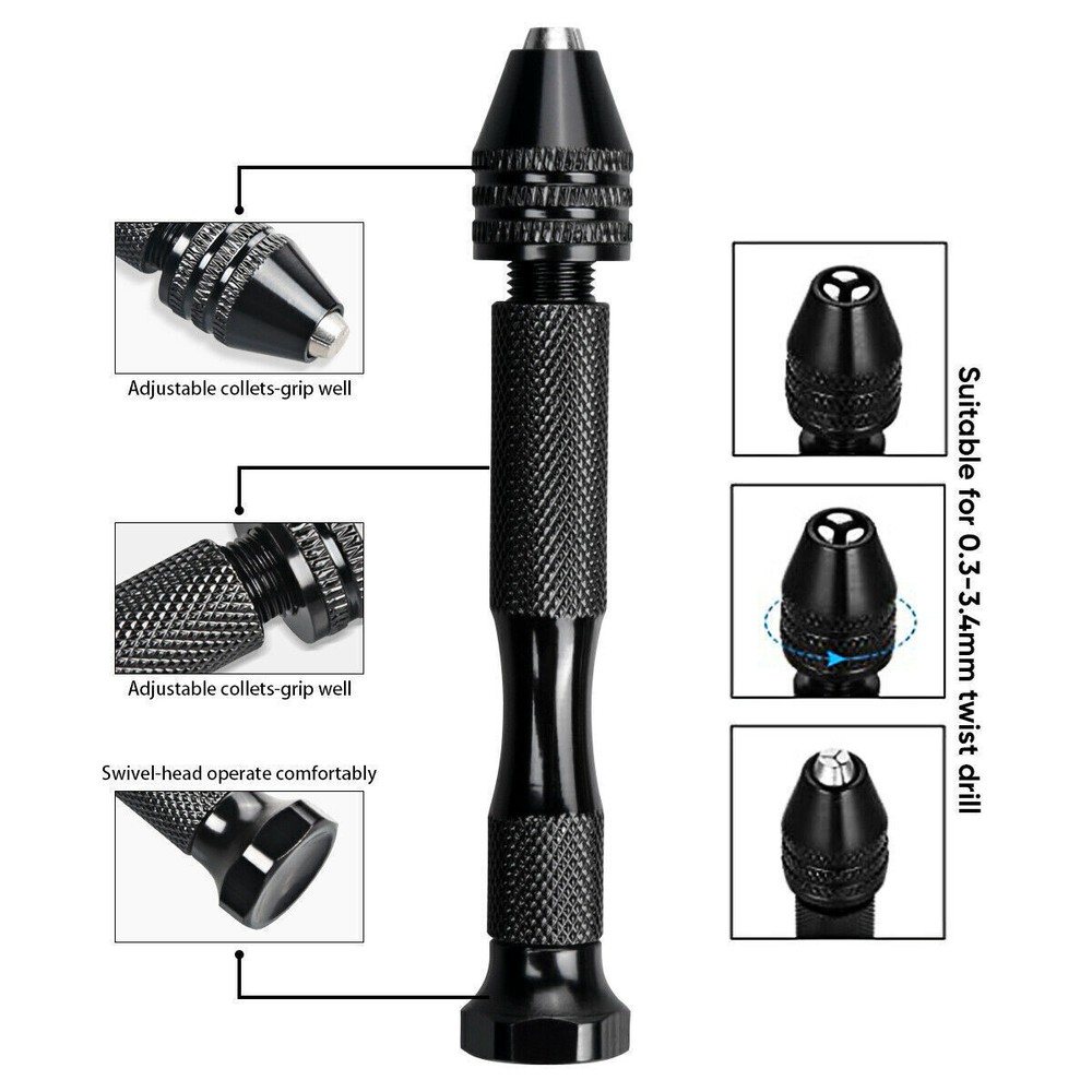 59 Pcs Precision Pin Vise Tools Mini Micro Hand Twist Drill Bits Set Rotary Kit