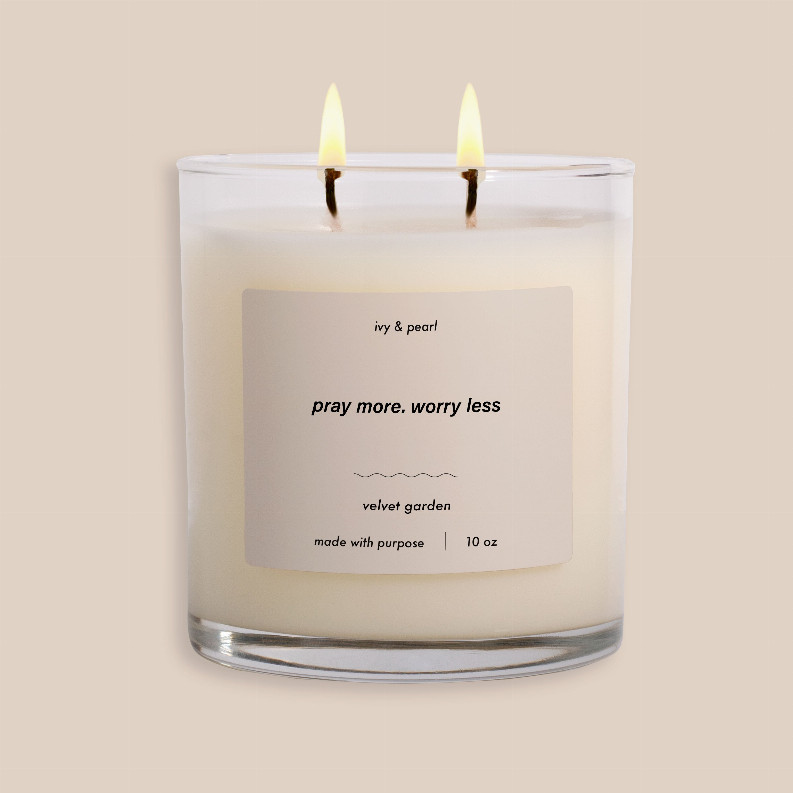 Pray More Worry Less Candle