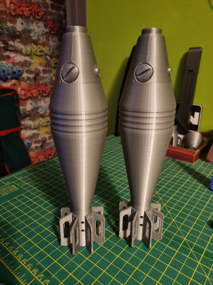 60mm M49A1 Mortar Shell Replica. Prop WW2 3d printed plastic.