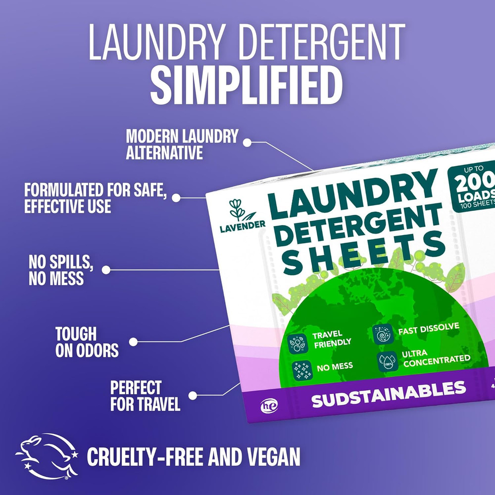 Sudstainables Laundry Detergent Sheets 200 Loads – Dissolvable Laundry Sheet for