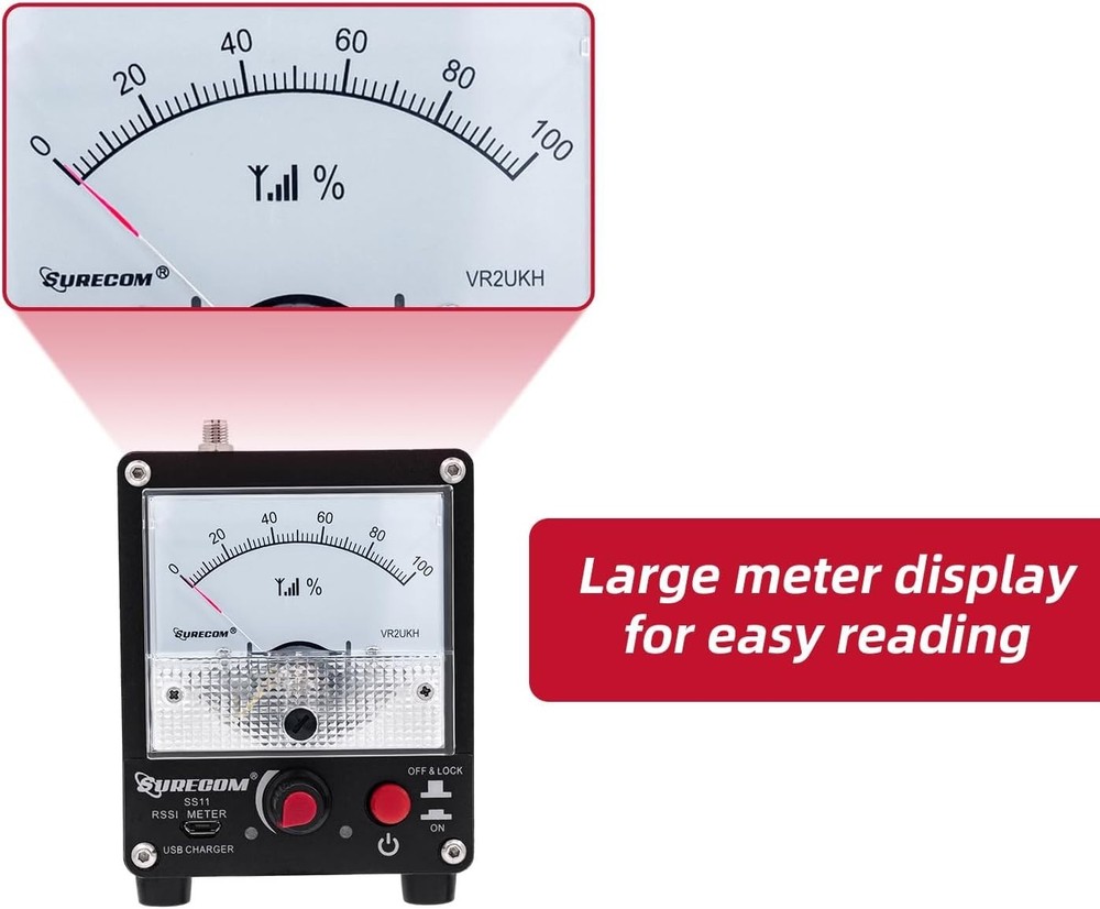Handheld RF Signal Meter with High Sensitivity and Adjustable Pointer Amplitude
