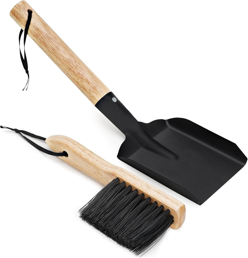 Ash Shovel & Hearth Brush Set - Fireplace Tools Set, Fire Pit Tools, Hearth Tidy