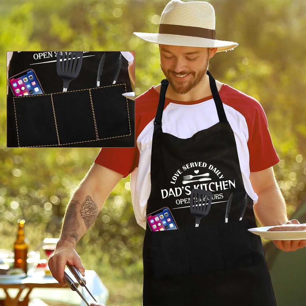 Grilling Aprons for Men,Cnavas Corss Back with Large Pockets Adjustable Chef ...