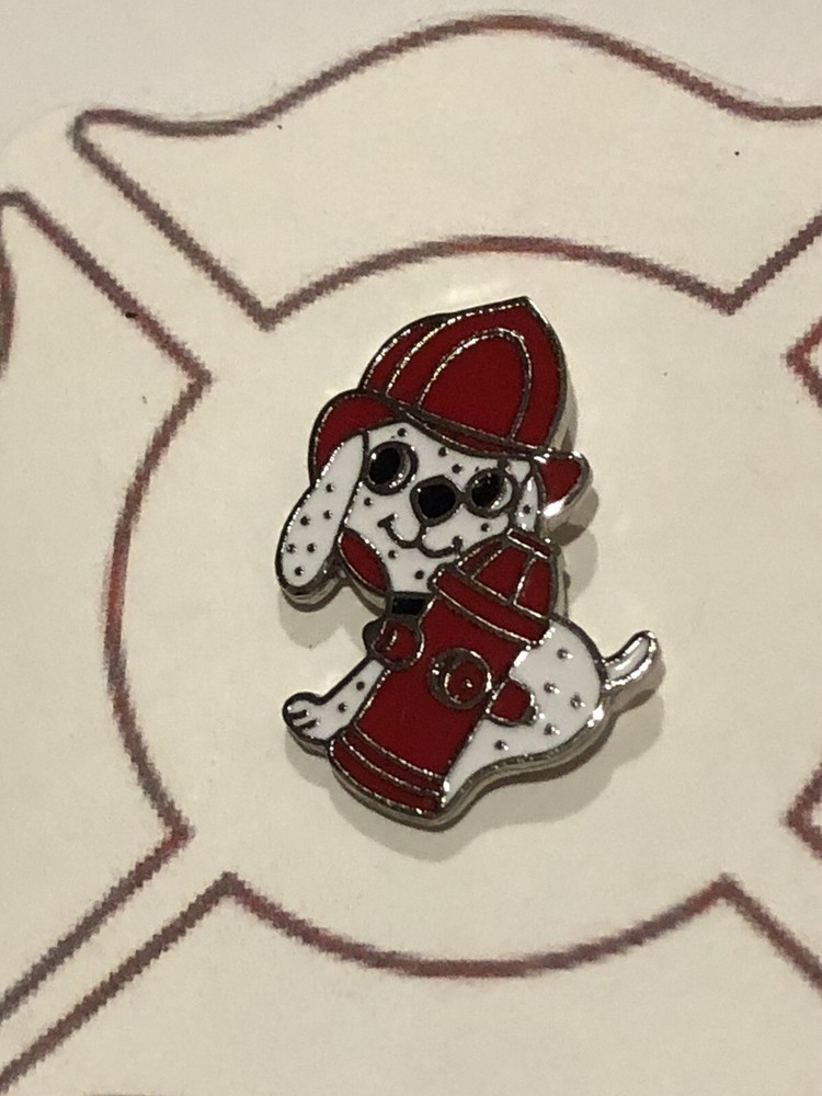 Hat Cap Lapel Pin Firefighter Firefighting Firemen Fire Dept Dalmatian Hydrant