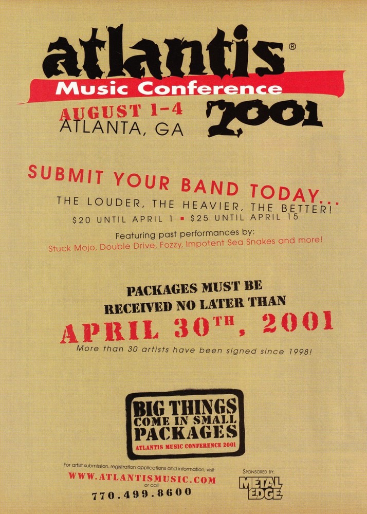 ATLANTIS MUSIC CONFERENCE ATLANTA GA-2001 ALBUM PROMO 8X11 PRINT AD MINI-POSTER