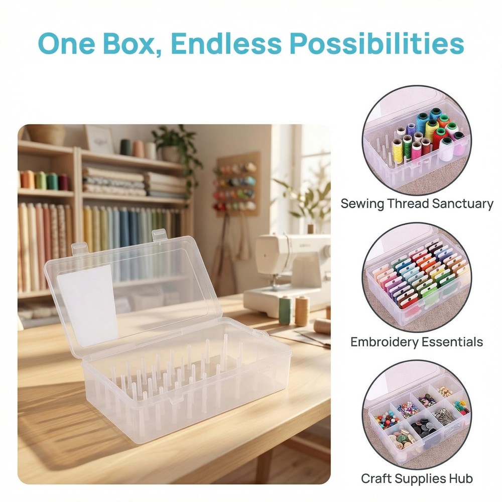 Segolike 42 Slots Sewing Thread for Spools of Thread, Empty Storage Box, Easi...