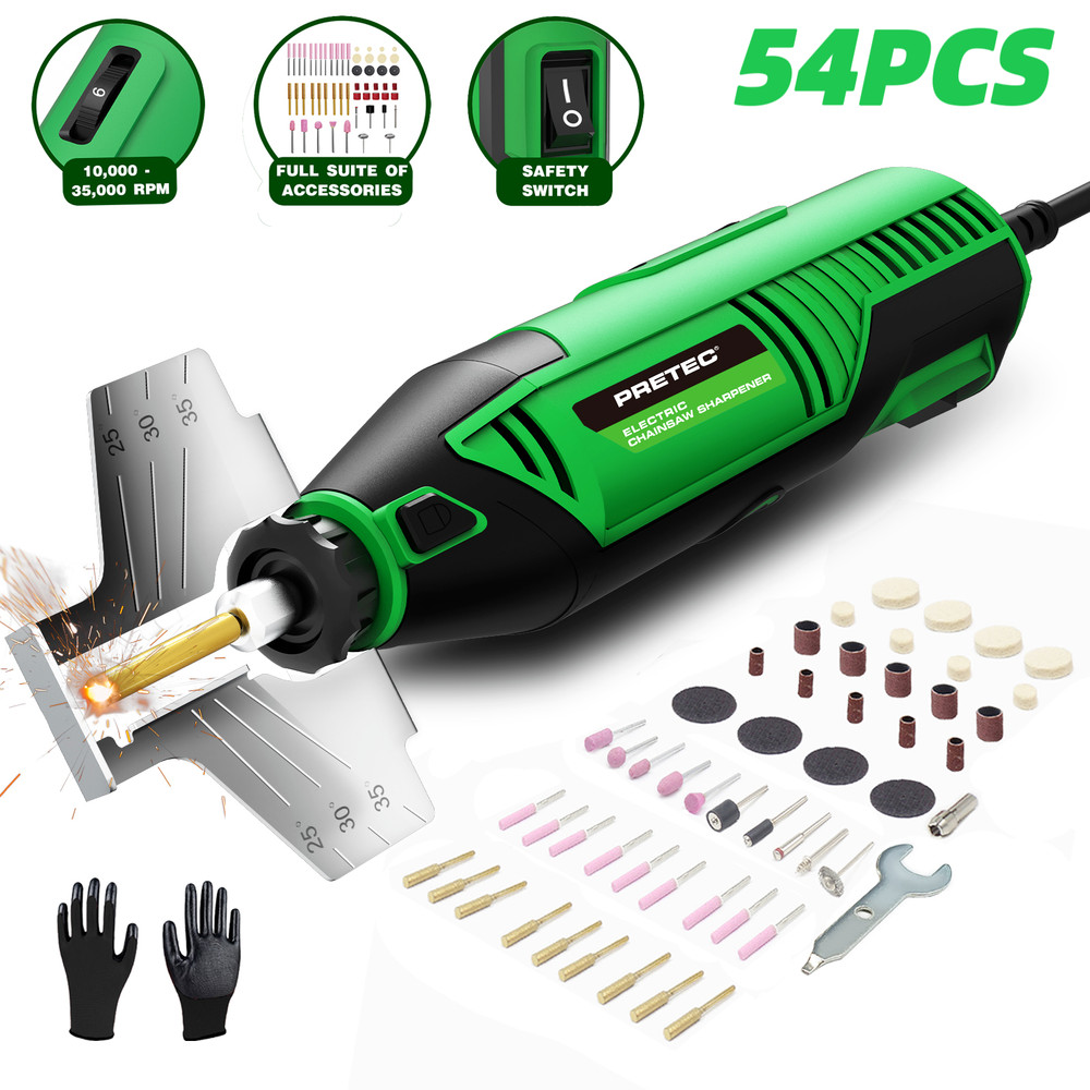 Electric Chainsaw Sharpener Kit 54PCS with Diamond Wheels & Adjustable Angle