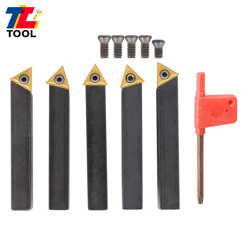 5 pcs 1/2" Carbide Indexable Turning Tool Lathe Tool Bit With Carbide Inserts