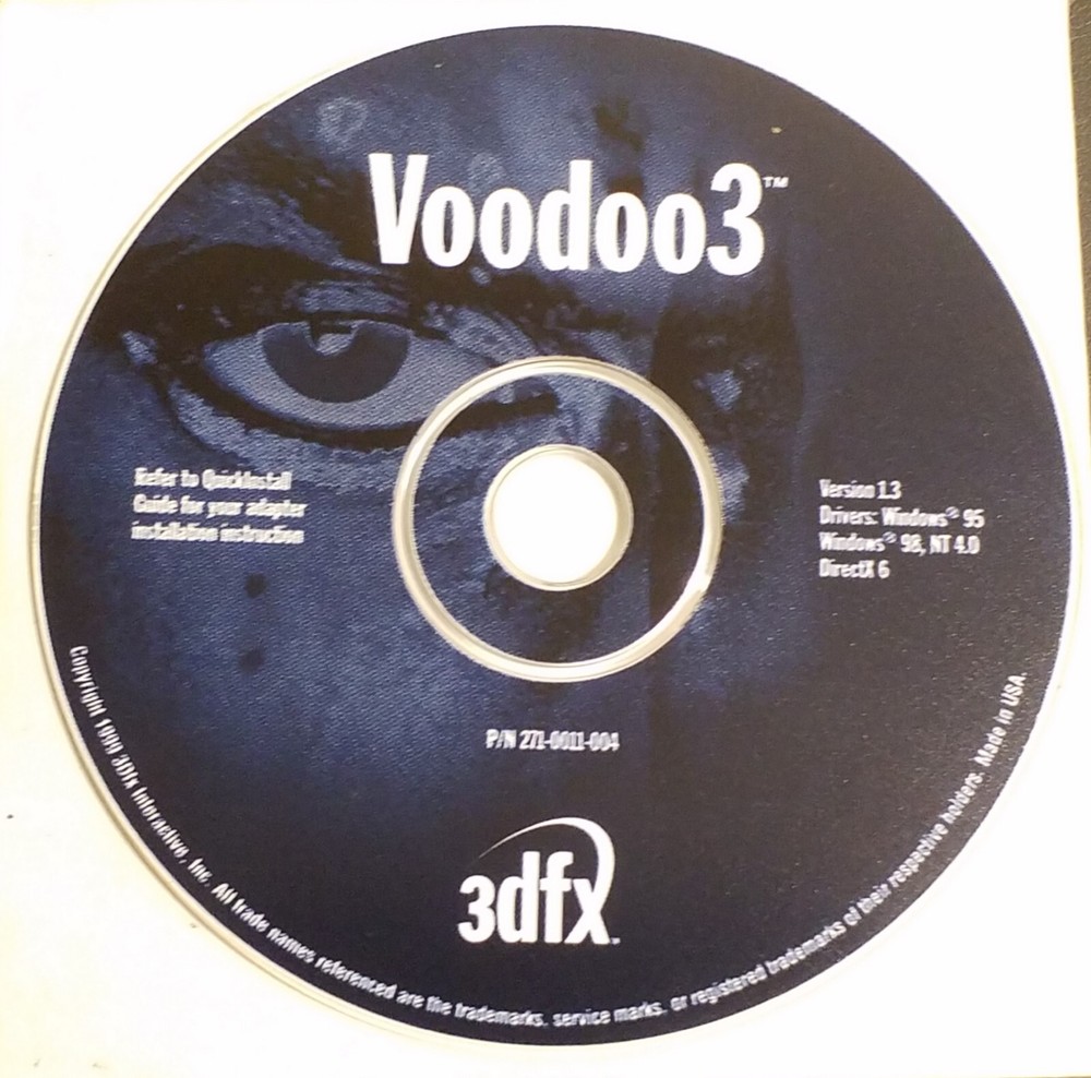 Voodoo 3 Driver - Computer Gaming Video Software CD 3dfx Disc Voodoo3
