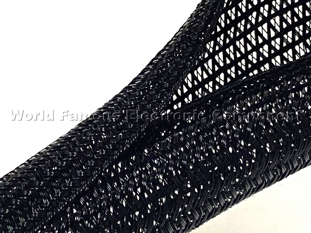 1 1/2" Black Split Braided Cable Sleeving , Split Loom , Wrap -USA