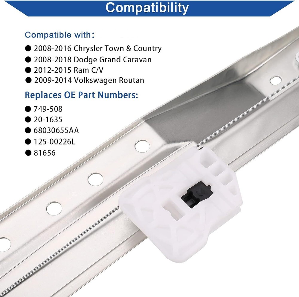 Window Regulator Front Driver Side Without Motor for 08-18 Dodge Grand Caravan