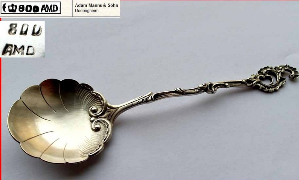 Rococo Spoon/ Serving Spoon, Adam Manns & Son, 800 Silver, around 1900 E438