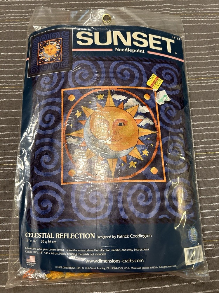 Rare!!! Sunset 12164 Needlepoint Celestial Reflection Sun Moon NEW Never Opened