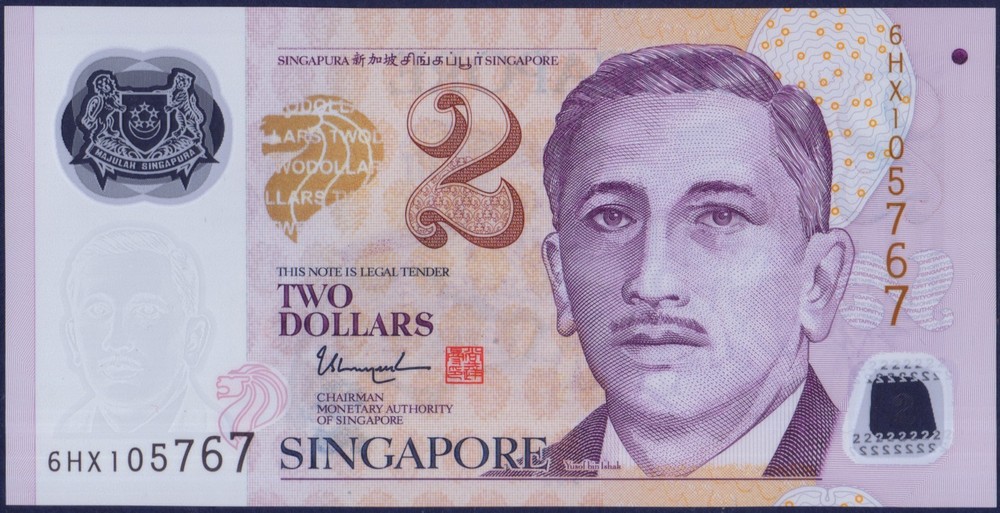 Singapore - P46l - 2 Dollars - Three 3 Solid Stars - POLYMER - #6HL - UNC