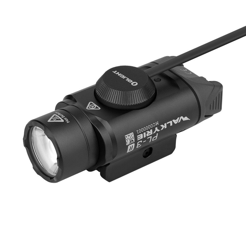 Olight PL-3R Valkyrie Rechargeable Rail Mounted Light, Black, 1500 Lumens, 205 M