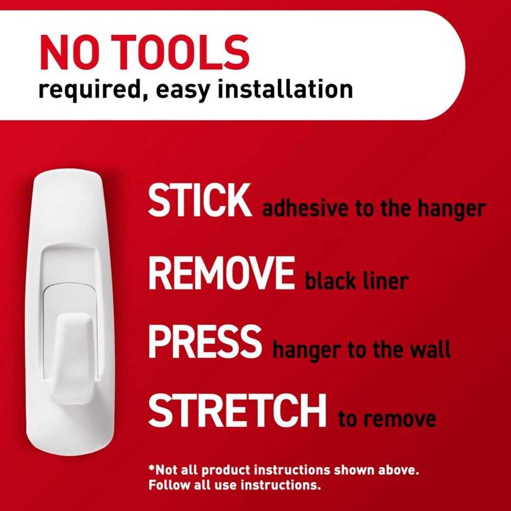Command 5 lb Large Utility Hooks, 7 Hooks and 12 Strips, Large, White