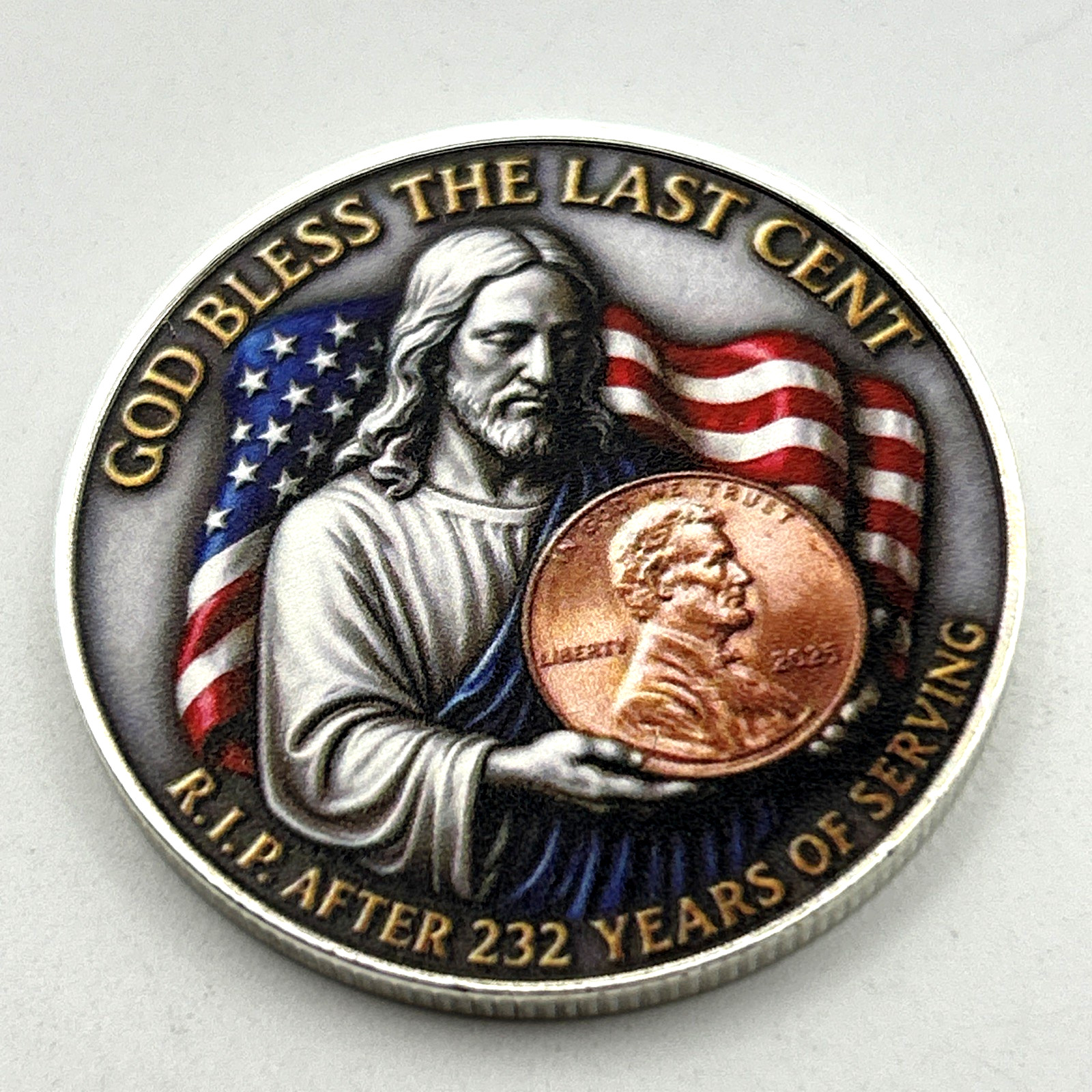 The Last Cent Tribute RIP 232 Years *Philadelphia Penny (2D Flat) Coin Medal