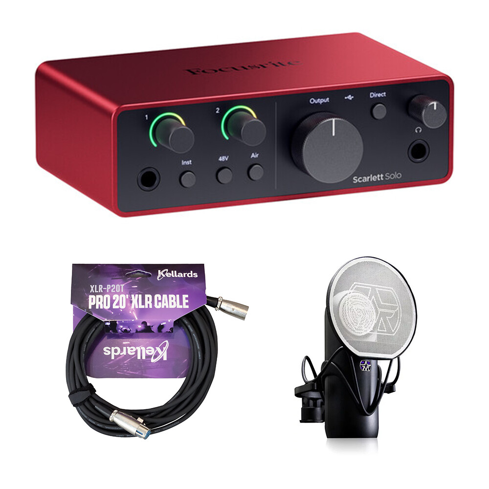 Focusrite Scarlett Solo USB-C Audio Interface 4th Gen w Aston Element Mic Bundle