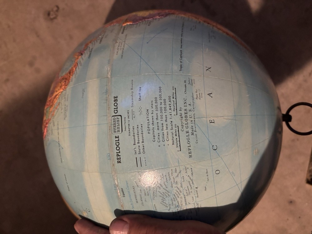 Replogle Vintage Globemaster Relief Globe Wall Mounted Hanging Globe