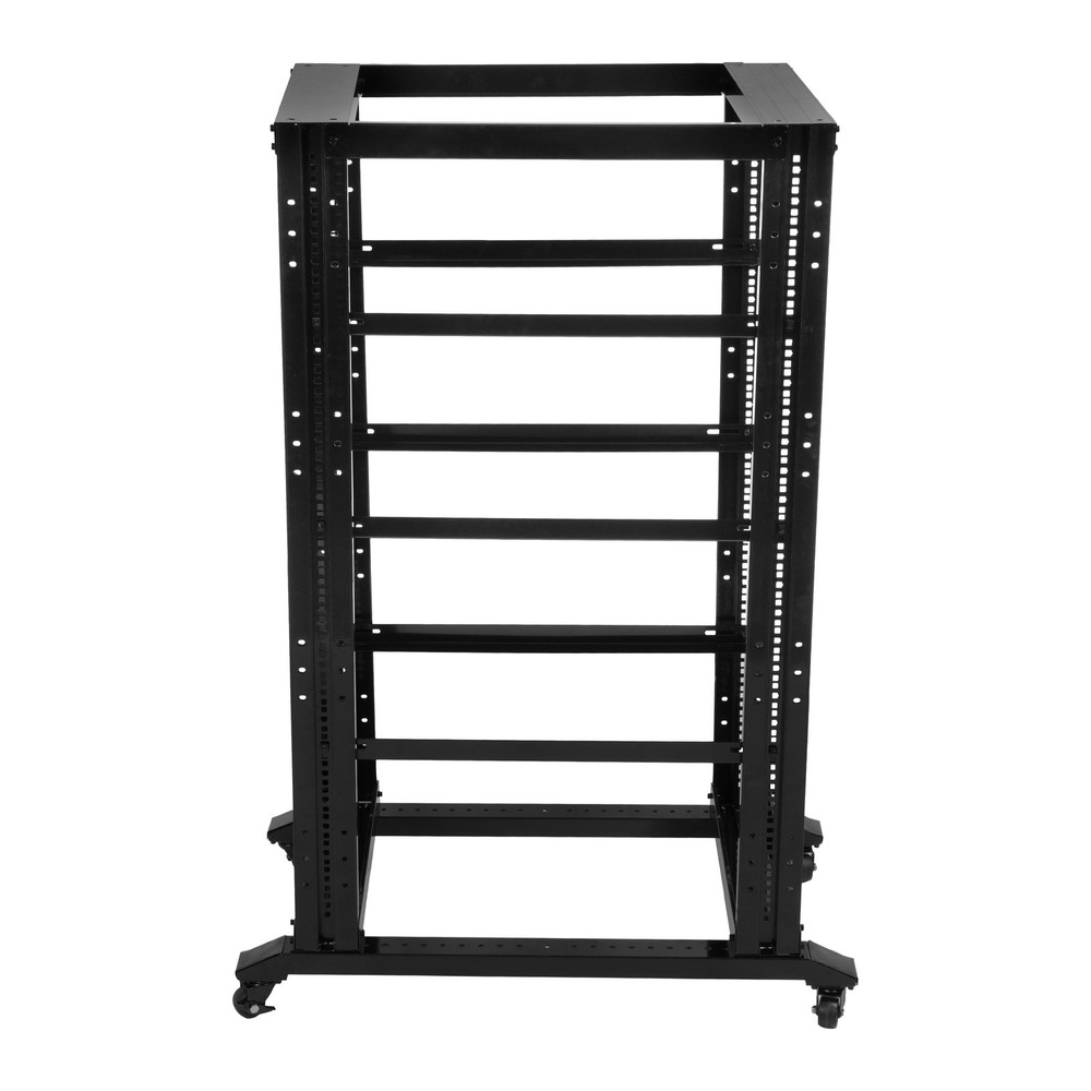 27U 4 Post Open Frame Network Data Server Rack W/ L Rails 22" Adjustable Depth