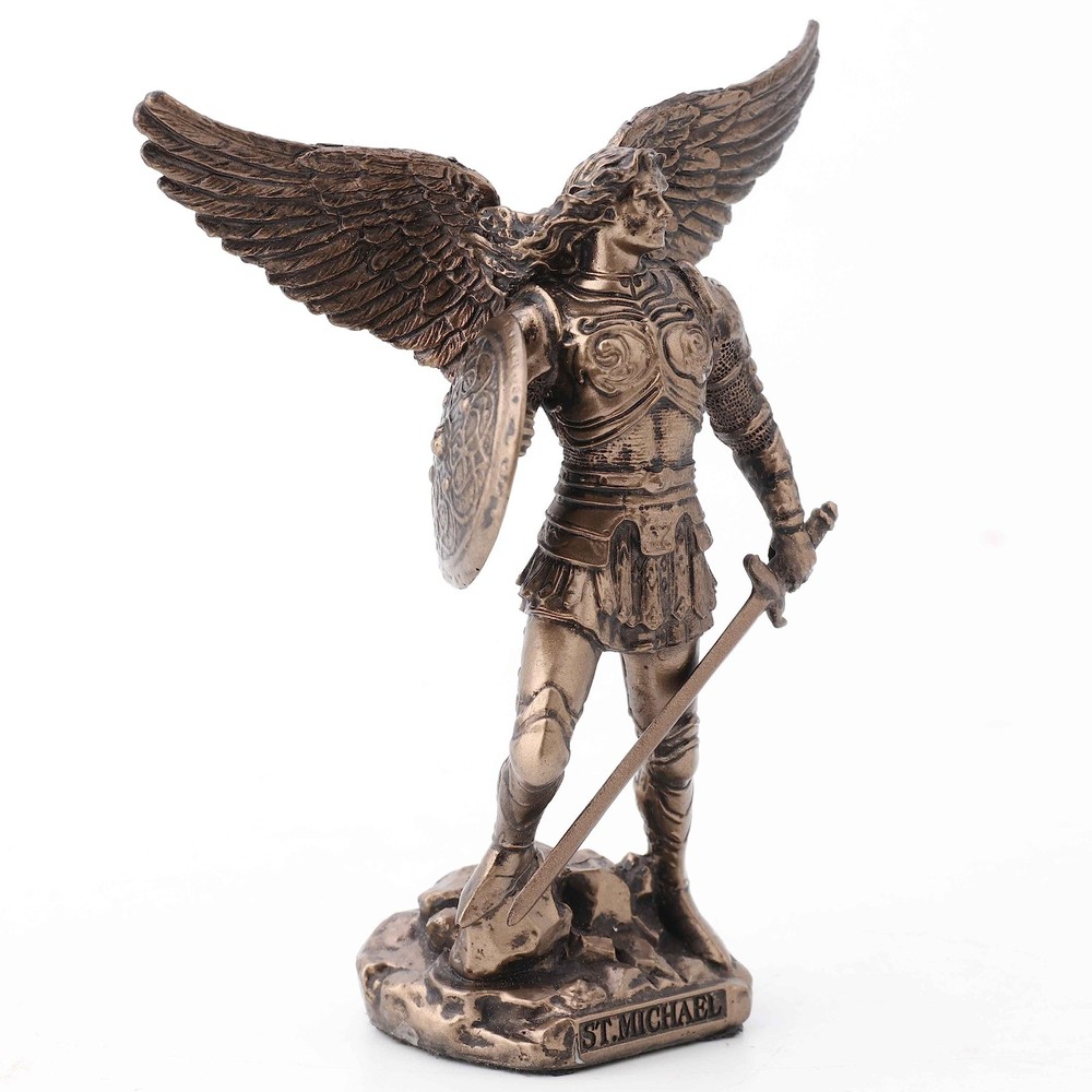Bronze Michael Archangel Figurine Expertly Cast Resin Statue with Felt Bottom