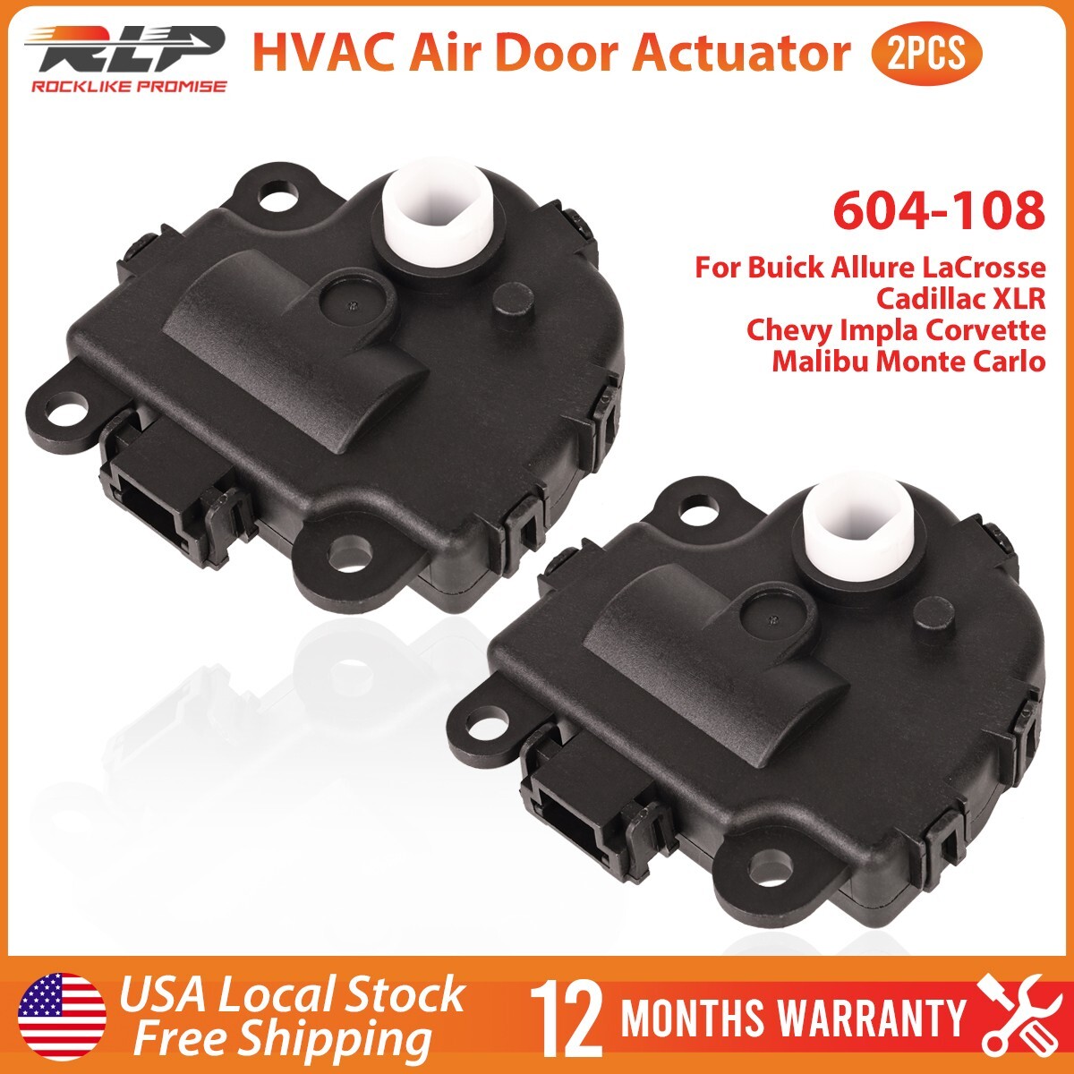 2x HVAC Heater Air Blend Door Actuator 604-108 for Chevy Impala Corvette Buick