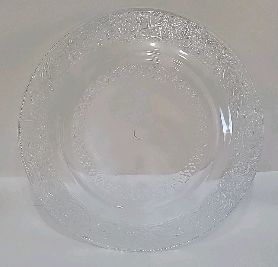 VTG Crystal Glass Appetizer Plate Silver Plated Handle Dessert Server 7" Tray