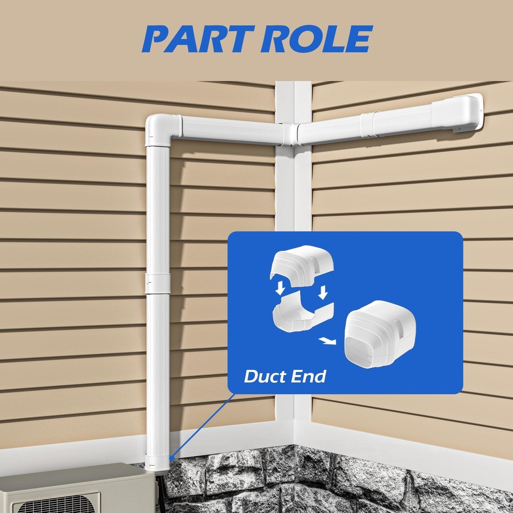 3" Width Duct End, Mini Split Line Cover Accessories for Mini Split Air Condi...